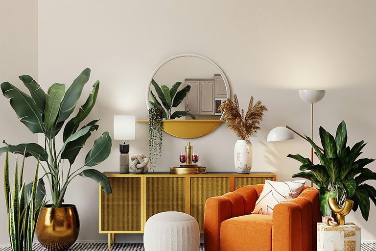 Miroir rond doré