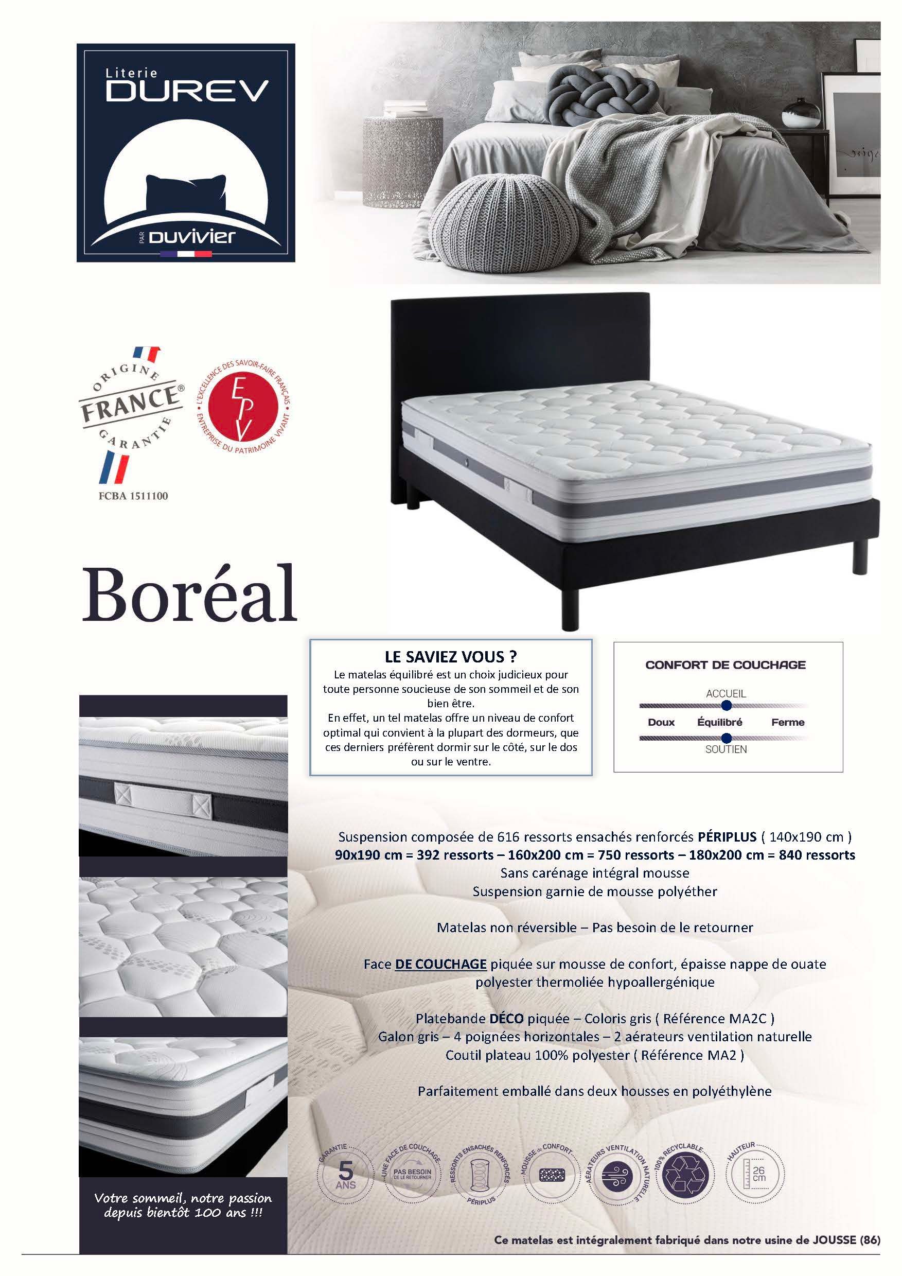 Literie Duvivier_DUREV PAR DUVIVIER_Fiche technique_BOREAL